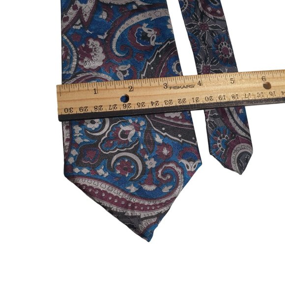 Manhattan Mens Necktie Tie Designer Accessory Vintage Floral Office Blue Gift - Picture 3 of 5